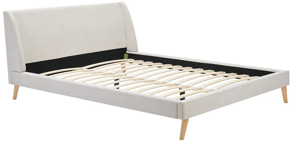 Łóżko skandynawskie 160 x 200 cm - Tkanina - Beżowy - BENEDICTE