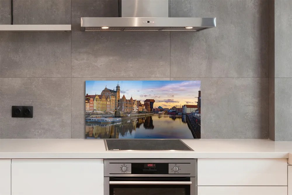 Panel Szklany Gdański Port o Wschodzie Słońca