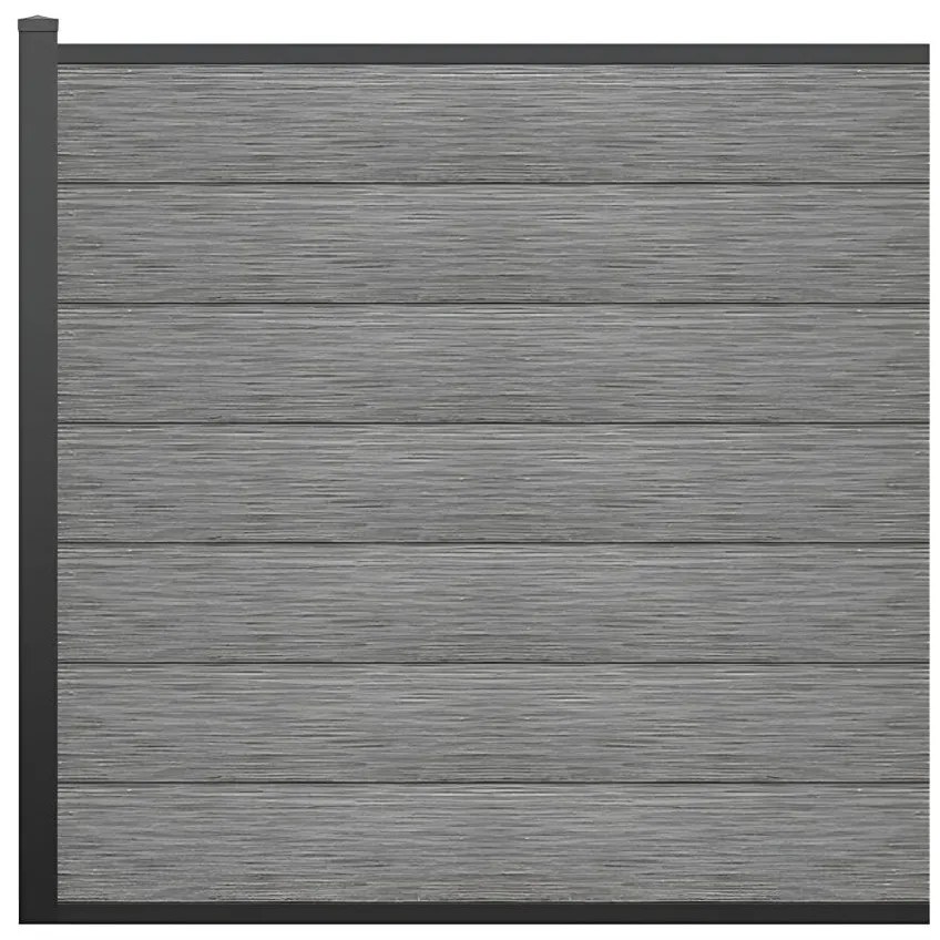 Panele ogrodzeniowe bez podmurówki wys. 181 cm – zestaw 7 kompozytowych lamel + 1 jasnoszary słupek – ENOLA