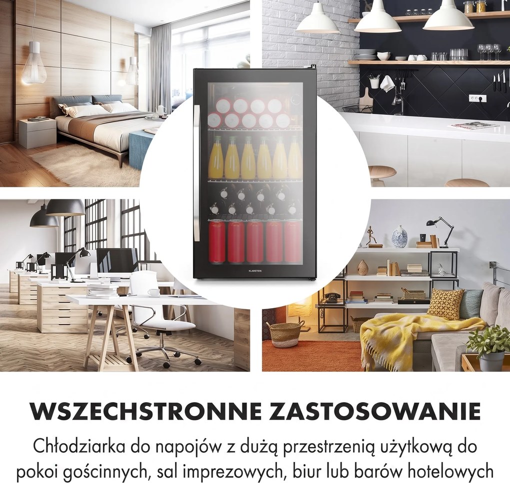 Klarstein Beersafe Reflect 85cm 80L Lodówka na Napoje Czarny