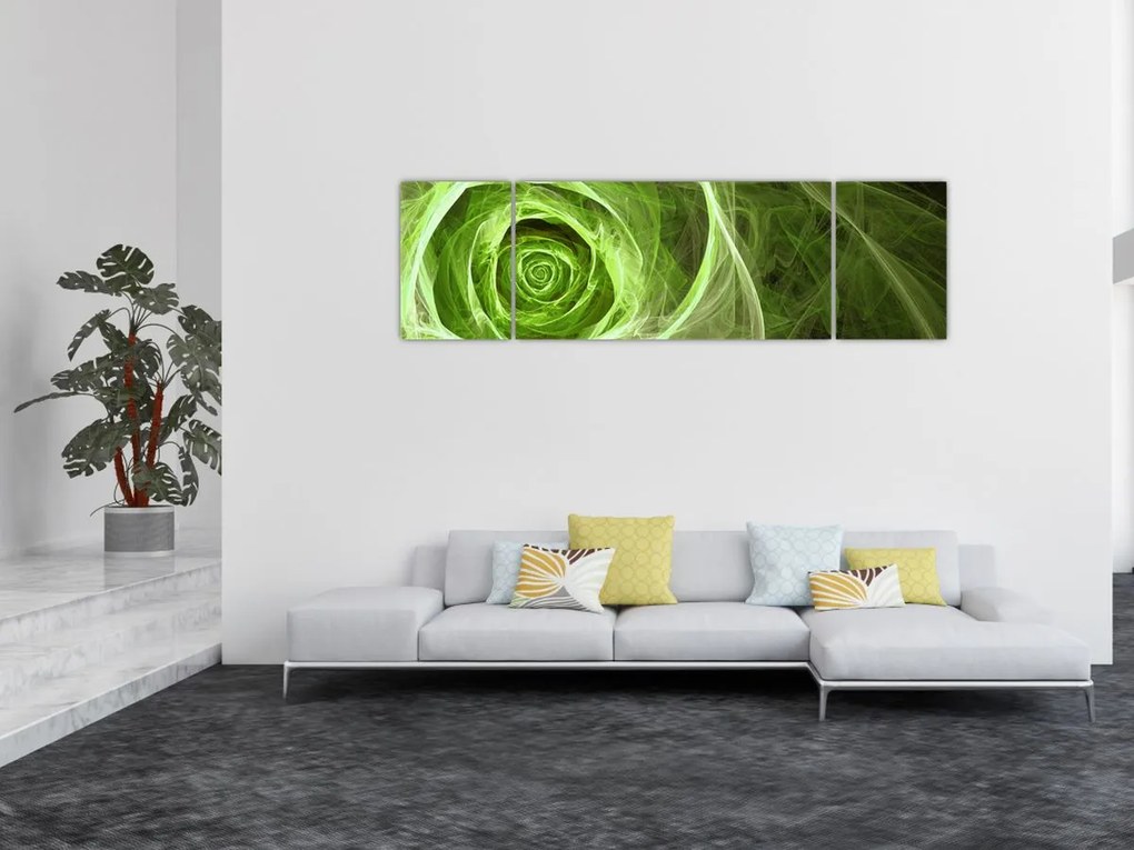 Obraz - Abstrakcyjny zielony róż (170x50 cm)