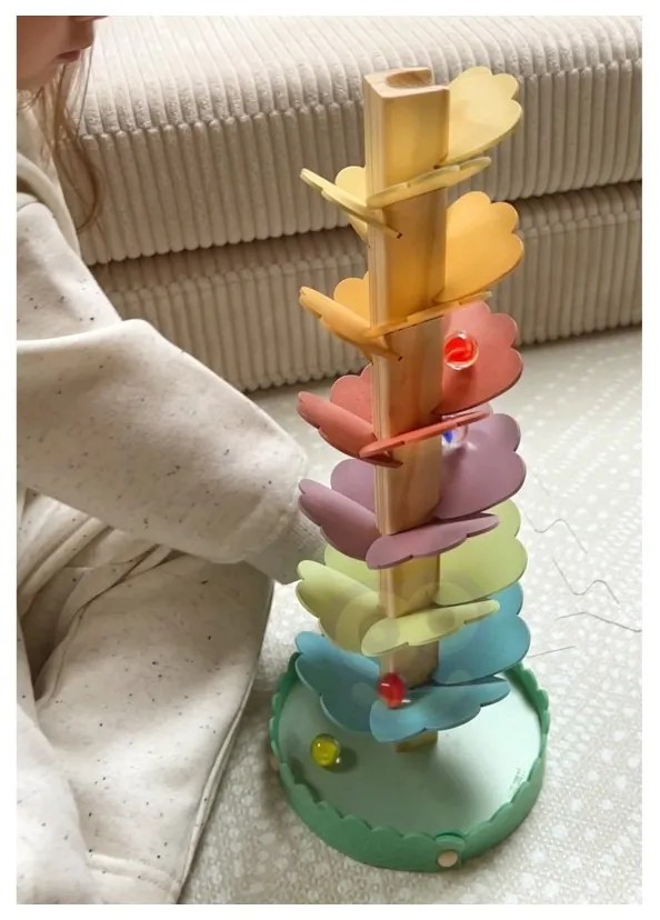 Woopie green drewniany kulodrom muzyczne drzewko tęczowe montessori fsc
