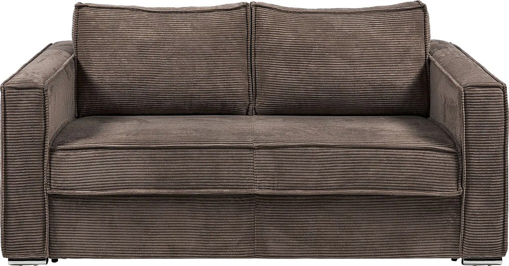 Kanapa 4-osobowa rozkładana typu express z brązowego sztruksu - Miejsce do spania 160 cm - Materac 14 cm - LORETO