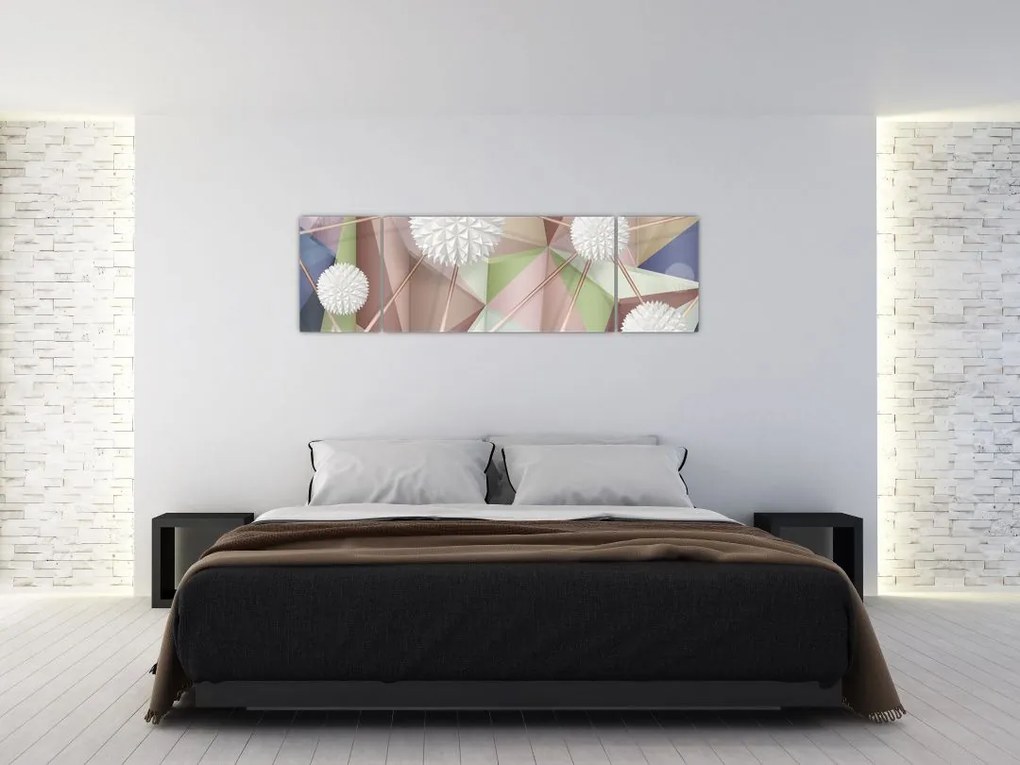 Obraz - Abstrakcja 3D w pastelowych kolorach (170x50 cm)