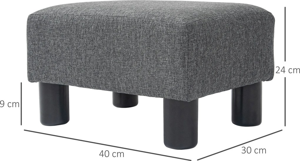 HOMCOM Podnóżek, hoker z materiałem o wyglądzie lnu, wypełnienie z pianki, nogi z plastiku, do różnych pomieszczeń, Szary