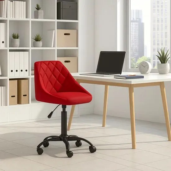 Czerwony welurowy  fotel obrotowy do biura E4-S99