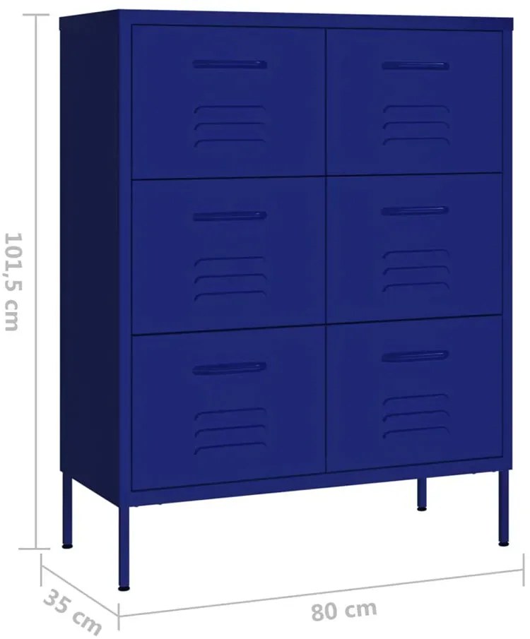 Granatowa stalowa szafka z 6 szufladami L2-R61