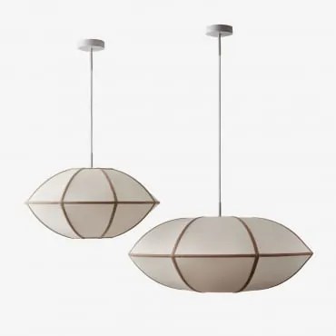 Zestaw 2 Wiszących Lamp Sufitowych Z Lnu Patraix Pszenica Brązowa - Sklum