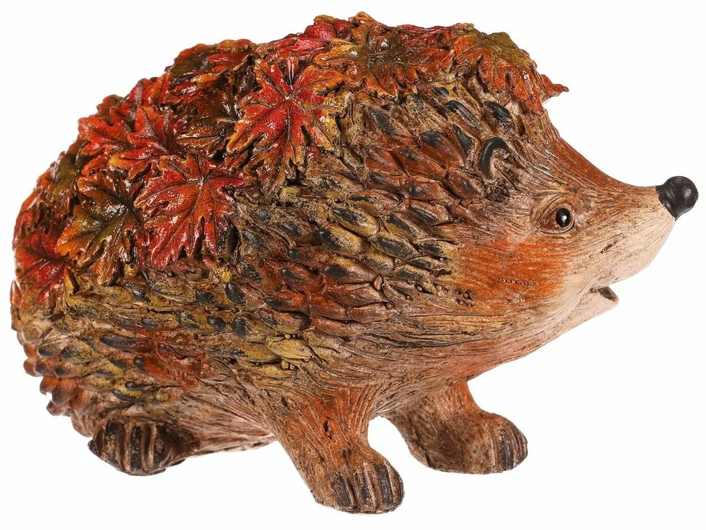 Jesienna dekoracja Jeż z liśćmi, 22 x 13 x 15 cm,żywica poliestrowa