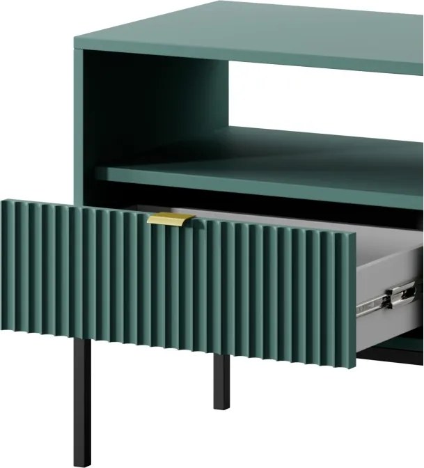 NAYA Stolik nocny S 54 zielony (LABRADOR) | czarny stelaż