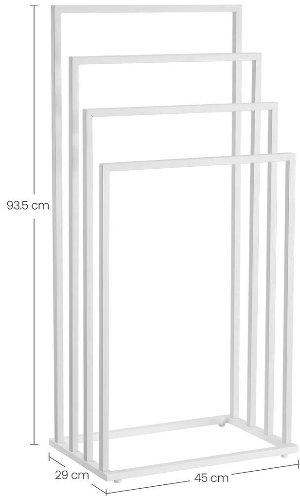 Stojak na ręczniki LINESTRO metalowy z 4 ramionami 93x45cm, biały