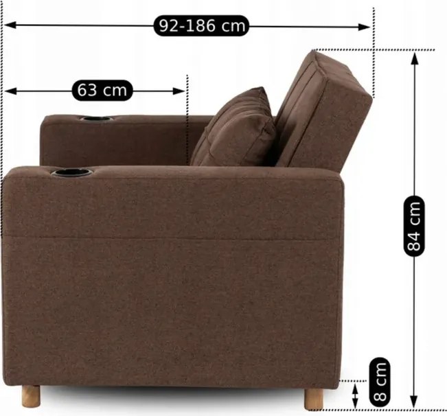 Fotel do Spania SOLOR Rozkładany Amerykanka Brązowy Skandynawski