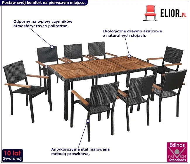 Zestaw czarno-brązowych mebli ogrodowych L4-K13