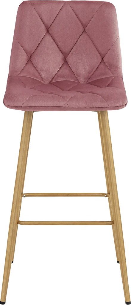 Ciemnoróżowy hoker NADO VELVET z nogami w dekorze dąb