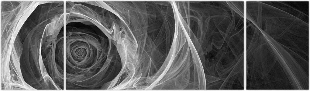 Obraz - Abstrakcyjna róża czarno-biała (170x50 cm)