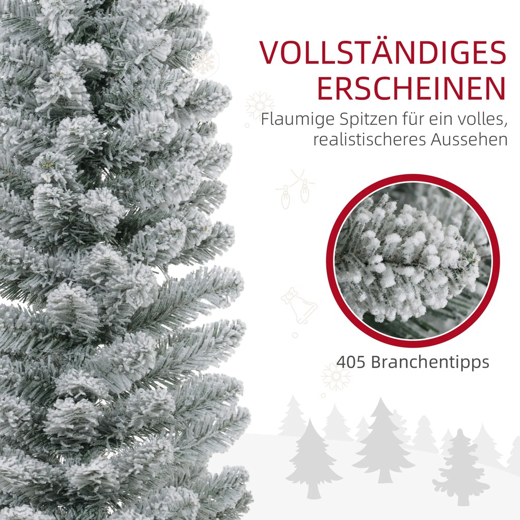 HOMCOM Choinka 210 cm, Girlanda LED, Sztuczne Gałęzie, Ognioodporne, Metalowa Podstawa, Zielony | Aosom PL