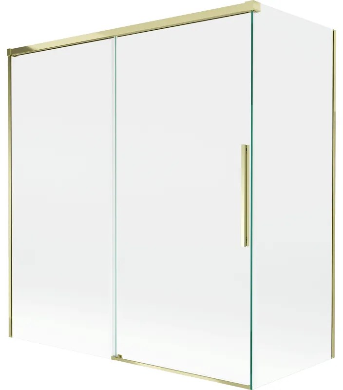 Mexen Rox parawan nawannowy 2-skrzydłowy rozsuwany 150 + 70 x 150 cm, transparent, złoty - 8C9-150-070-50-00