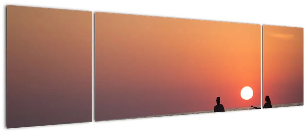 Obraz kajakarzy o zachodzie słońca (170x50 cm)