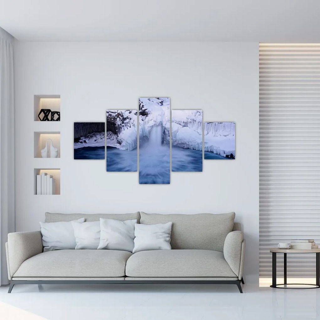 Obraz wodospadu zimą (125x70 cm)