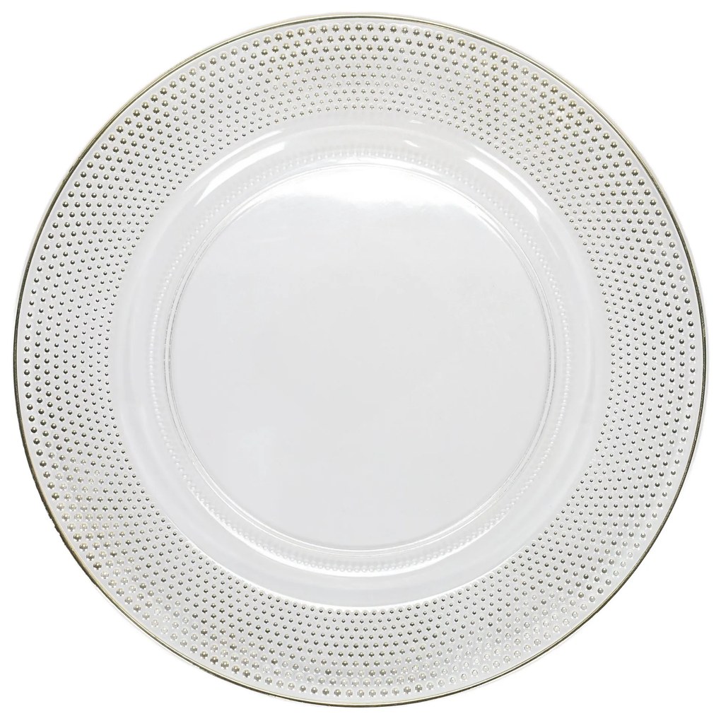 Transparentny podtalerz ze złotym dekorem, Ø 33 cm