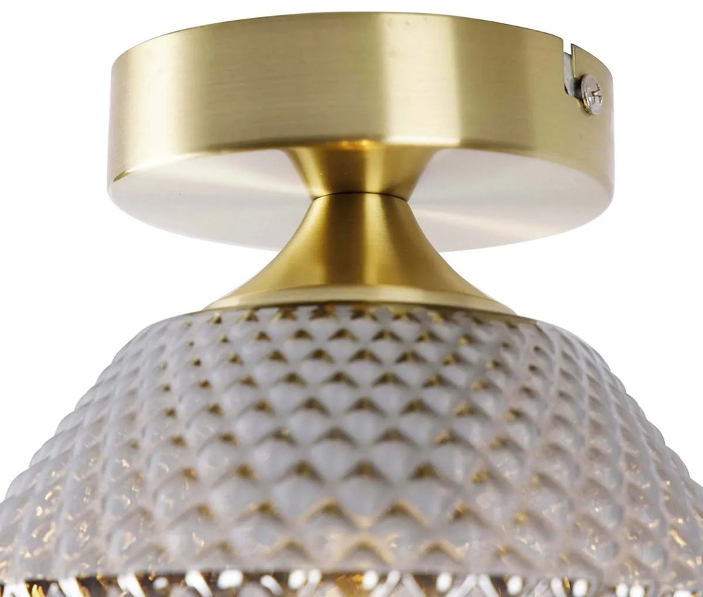 Inteligentna lampa sufitowa mosiężna z przydymionym szkłem, w tym Wi-Fi A60 - Karce ArtDeco Oswietlenie wewnetrzne