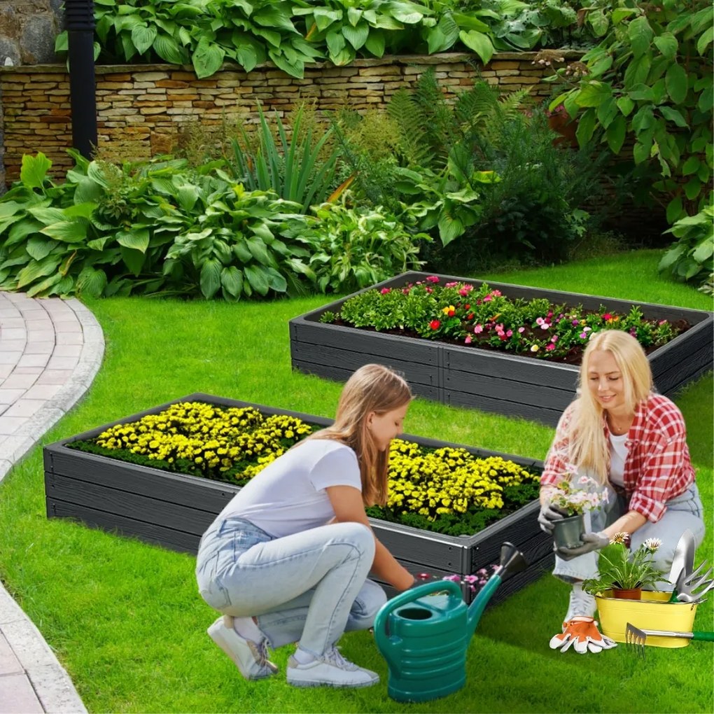 Podwyższona grządka WOODY 149x75,6x25cm, antracytowa Prosperplast