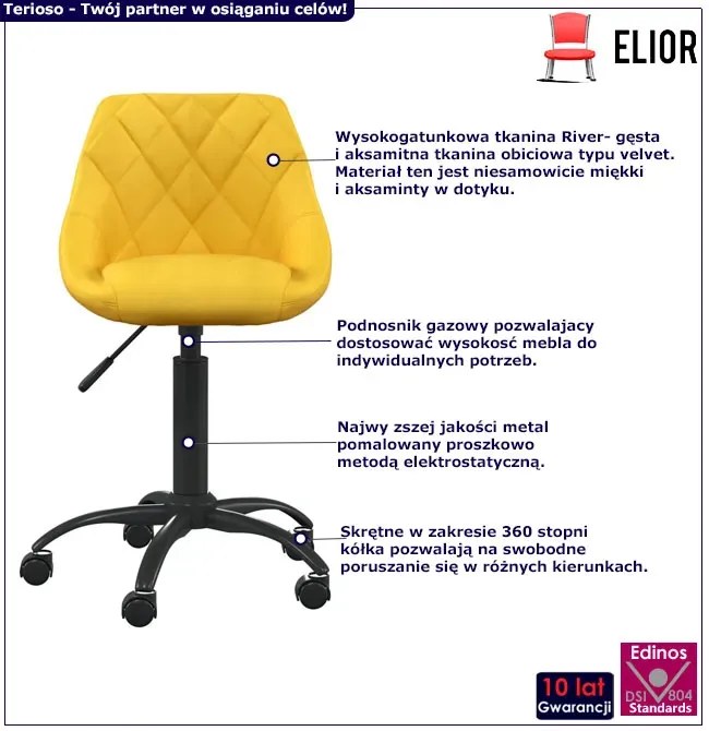 Musztardowy minimalistyczny fotel obrotowy Z4-T64