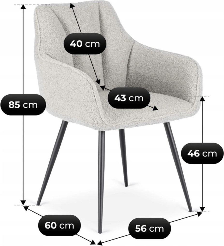 Krzesło Tapicerowane do Salonu NAWARA Szare Boucle Nowoczesne