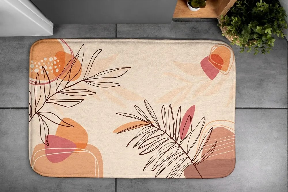 Dywanik łazienkowy antypoślizgowy Dywanik łazienkowy antypoślizgowy Liście Geometryczny