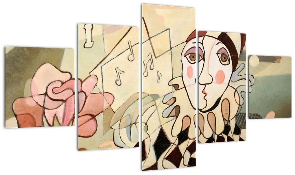 Obraz - Kubizm - harlequin and rose (125x70 cm)