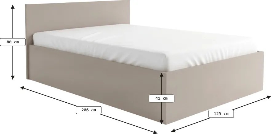 Łóżko SOFIA 120 x 200 cm, kaszmirowy beż Stelaż: Ze stelażem listwowym rolowanym elastycznym, Materac: Materac Coco Maxi 20 cm