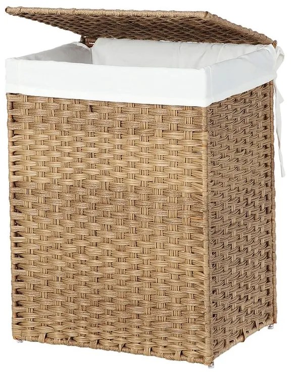 SongmicsHome Kosz na bieliznę z syntetycznego rattanu AVA, 90l, naturalny brąz