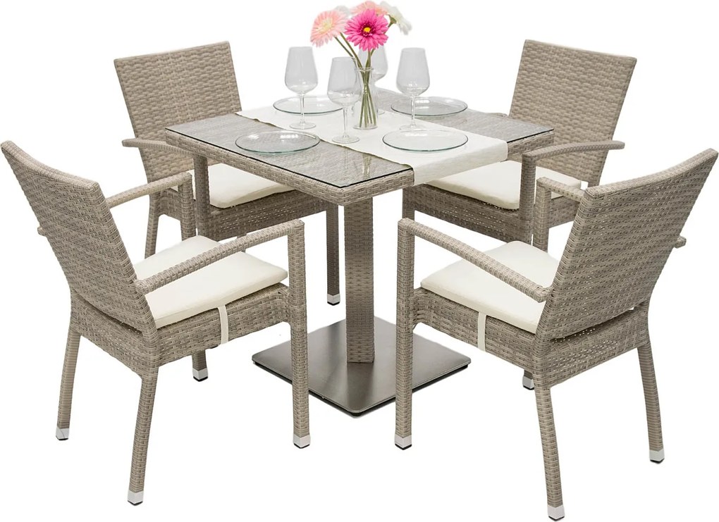 Zestaw rattanowy ogrodowy GINA 1+4 (szaro-beżowy)