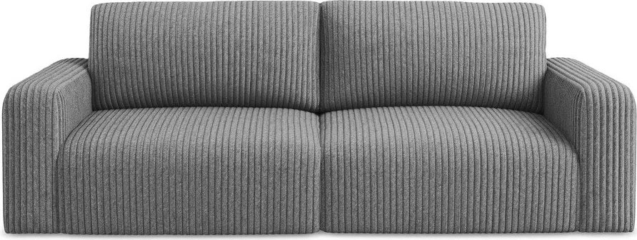 Szara sztruksowa rozkładana sofa ze schowkiem 252 cm Kona – Makamii