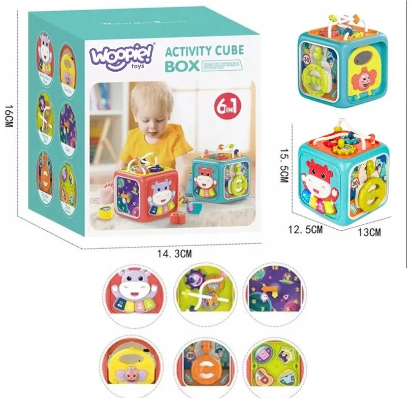 Woopie baby interaktywna kostka sensoryczna edukacyjna montessori sorter 6w1