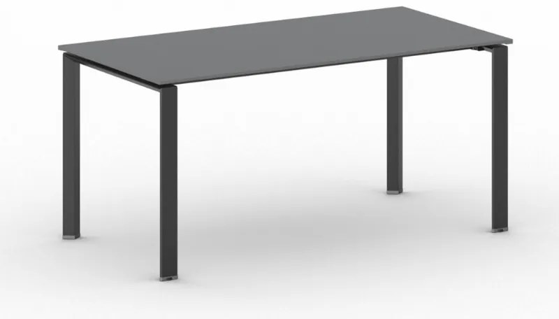 Stół konferencyjny do biura PRIMO INFINITY, 160x80 cm, czarna podstawa, grafit