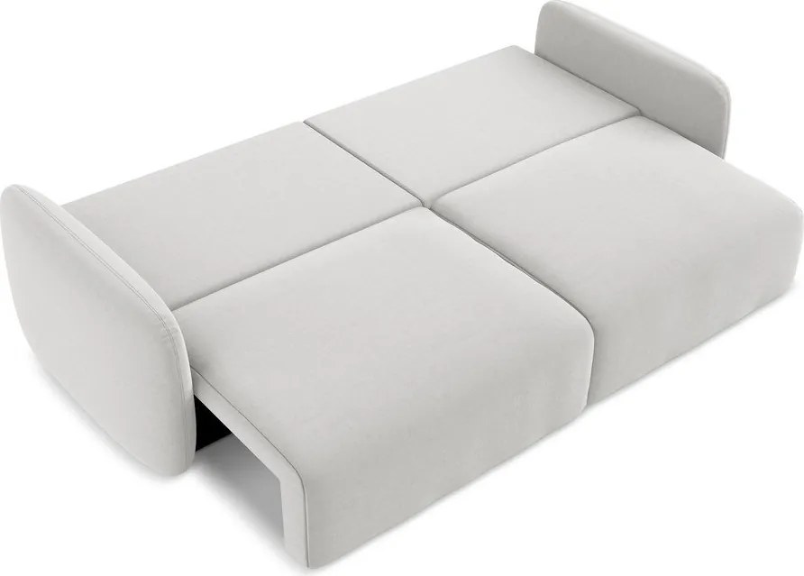Jasnoszara aksamitna rozkładana/ze schowkiem sofa 238 cm Kalena – Makamii