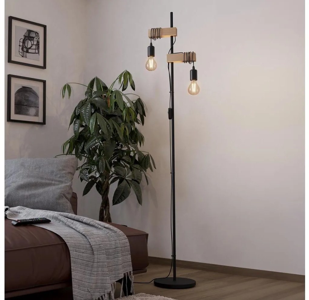 Eglo 43516 - Lampa podłogowa TOWNSHEND 2xE27/10W/230V - certyfikat FSC