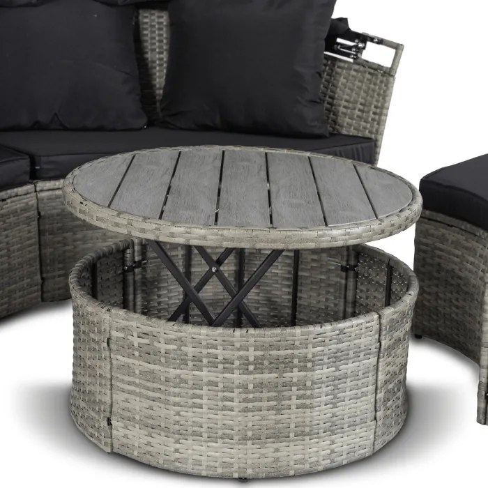 Wyspa Ogrodowa CALIFORNIA Modułowa Technorattan Jasnoszara