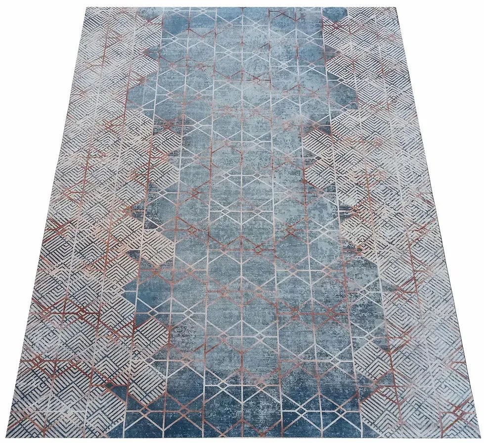 Nowoczesny brązowy dywan w geometryczny wzór A5-K10