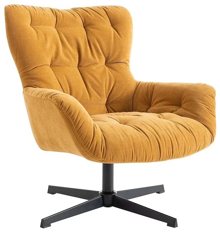 Fotel obrotowy z żółtą tapicerką - OPHELIE