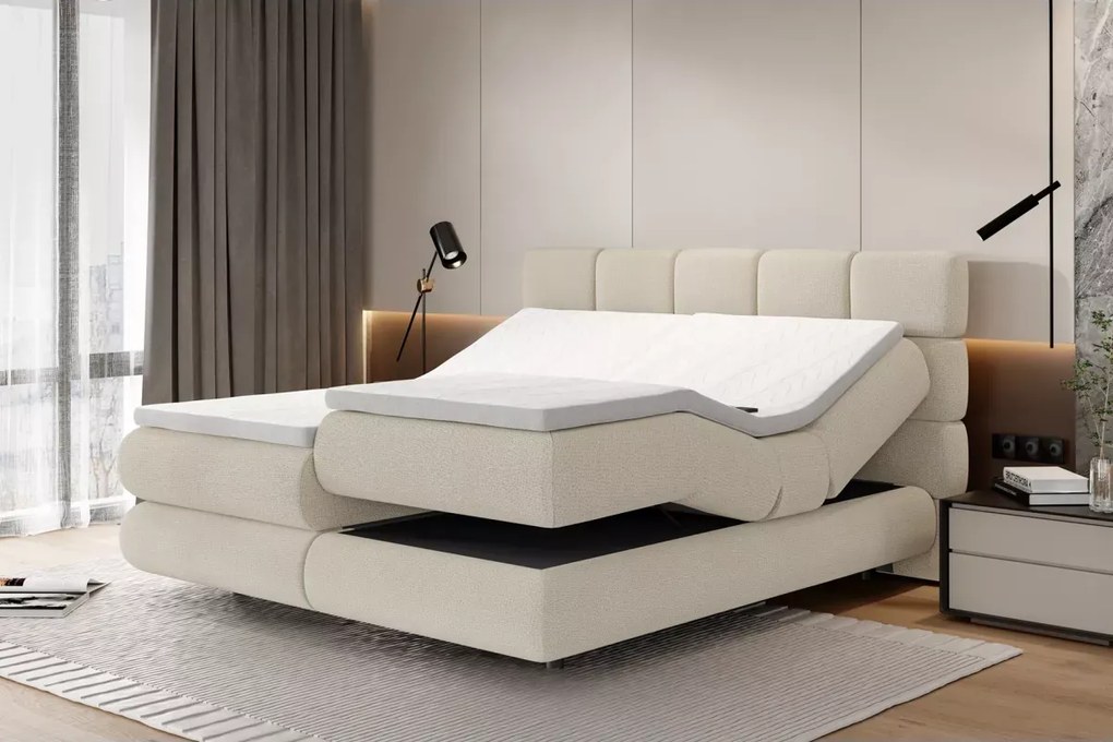 Foggia - łóżko do sypialni boxspring z elektryczną regulacją pozycji spania i materacem 7-strefowym