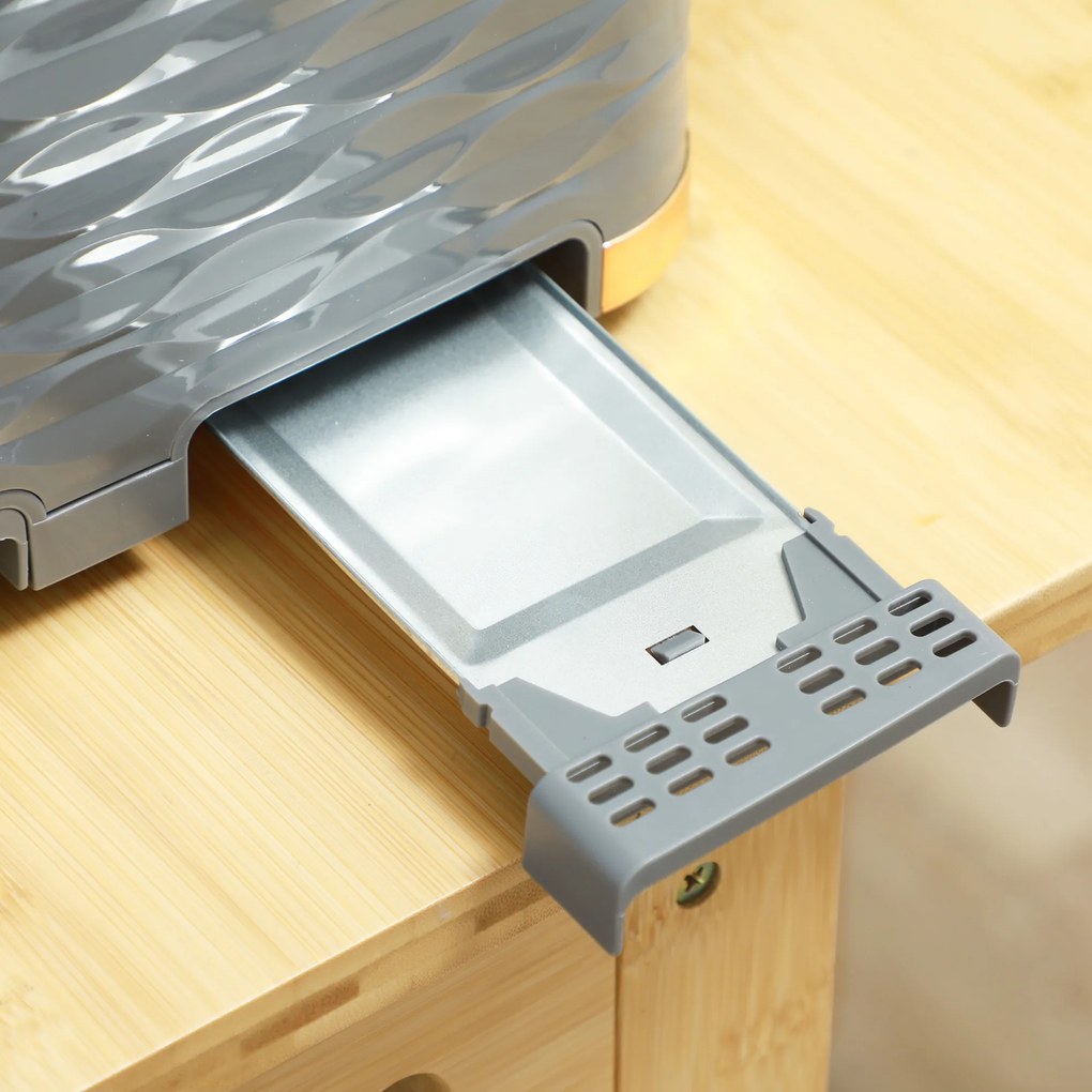 HOMCOM Zestaw 2 w 1: Toster i Czajnik, 7 Stopni Zrumienienia, Funkcje Rozmrażania i Podgrzewania, Szary