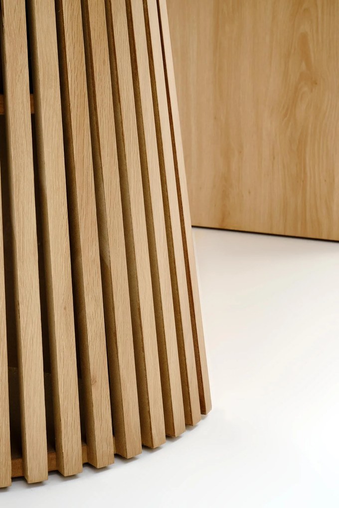 Stół Okrągły do jadalni rozkładany MDF kolor naturalny 120-210/120/77 cm FARGO