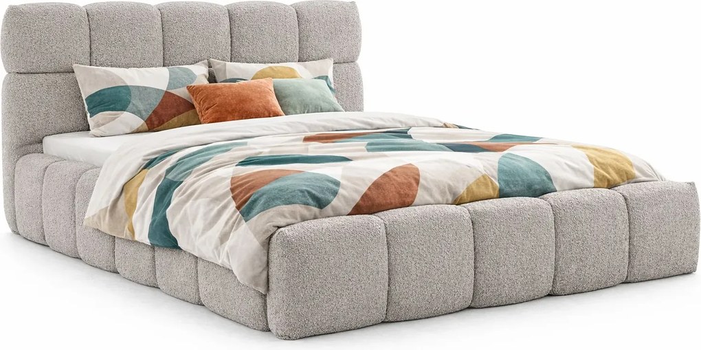 Szare nowoczesne łóżko boucle 5 rozmiarów T5-T54