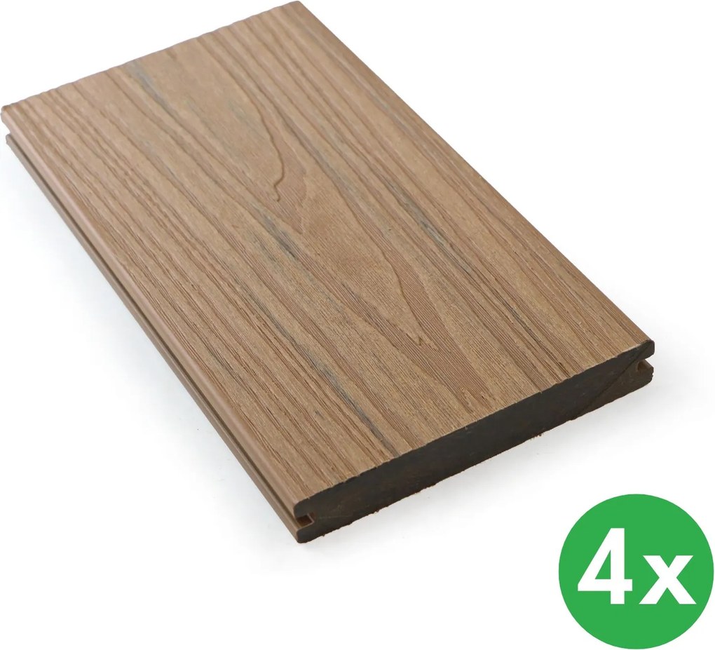 Deski tarasowe WPC koextrudowane, pełny profil, 140 × 23 × 2850 mm, 4 szt., teak