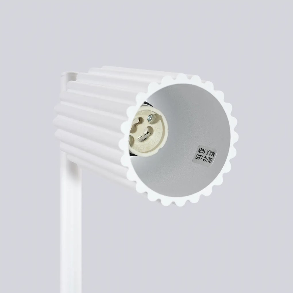 Lampa biurkowa KARBON biała ryflowana SOLLUX  LIGHTING