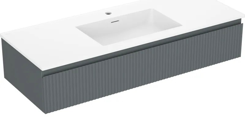 Mexen Rivel szafka łazienkowa 120 cm z umywalką Otis, 1 szuflada, ryflowana , grafit mat/biała mat - 91A20-12023-1-BF66-W18M0