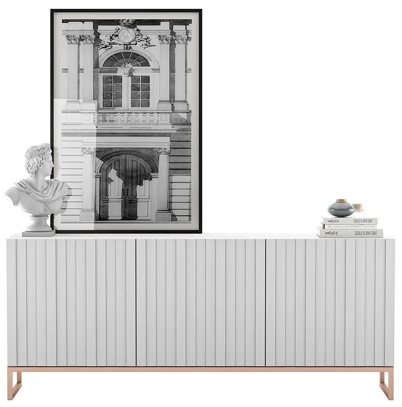 Biała komoda z lamelami M8-E11