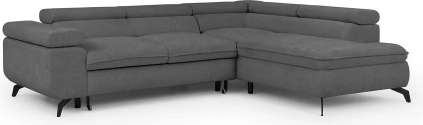 Szary narożnik z tkaniny szenilowej (prawostronny/w kształcie litery L) Marbeya – Ropez